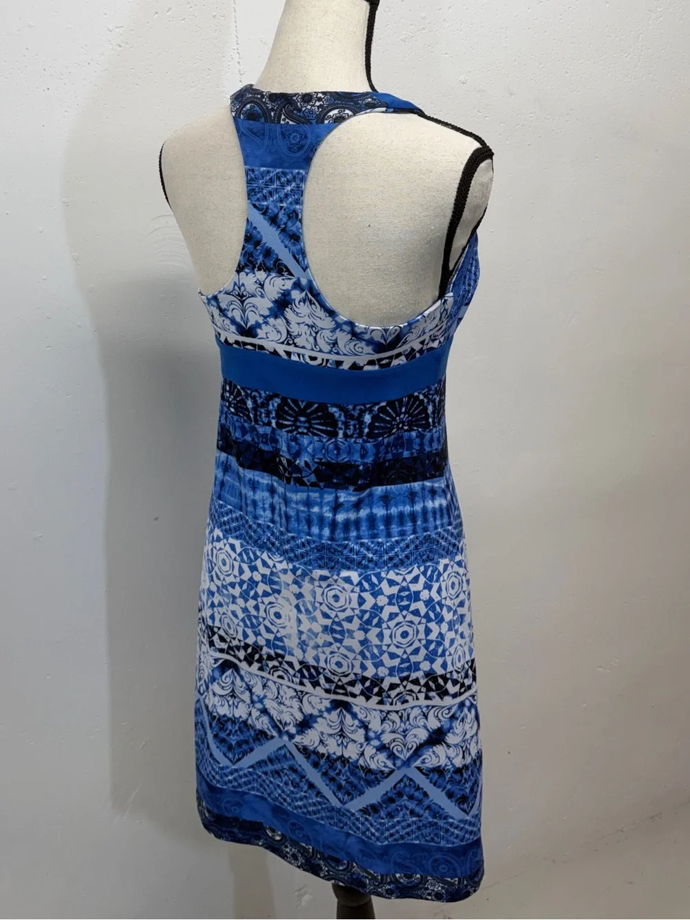 Blue Patterned V-Neck One-Piece Swim Dress - Picture 2 of 15
